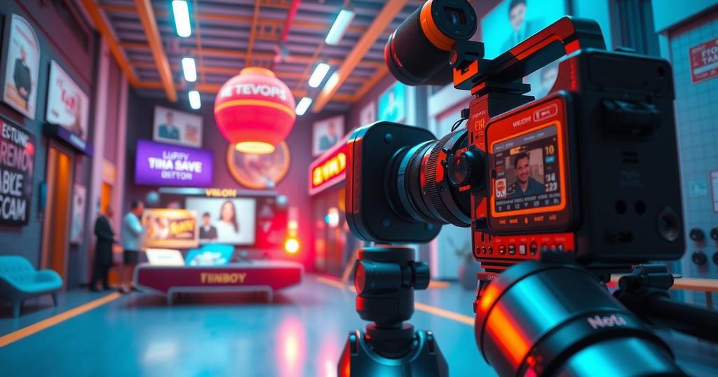 A dynamic videography scene featuring vibrant visuals and innovative techniques capturing creativity.