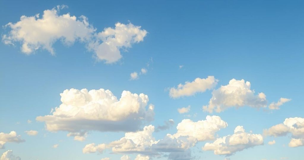 Clear skies over Spokane with clouds on the horizon, evoking a warm weekend weather forecast.