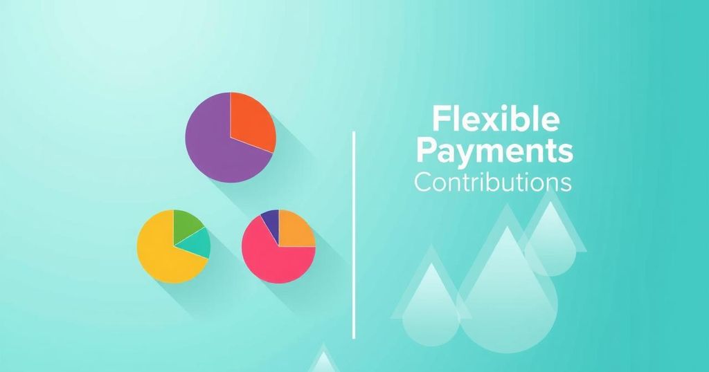 A conceptual graphic illustrating a flexible payment plan for a health insurance initiative in vibrant colors.
