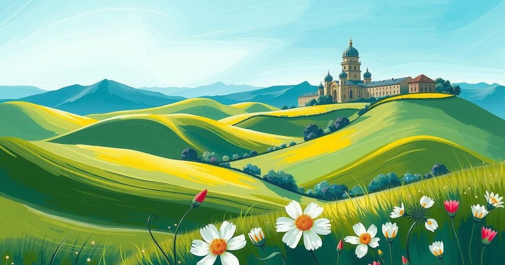 A peaceful landscape representing resilience and hope amidst turmoil.