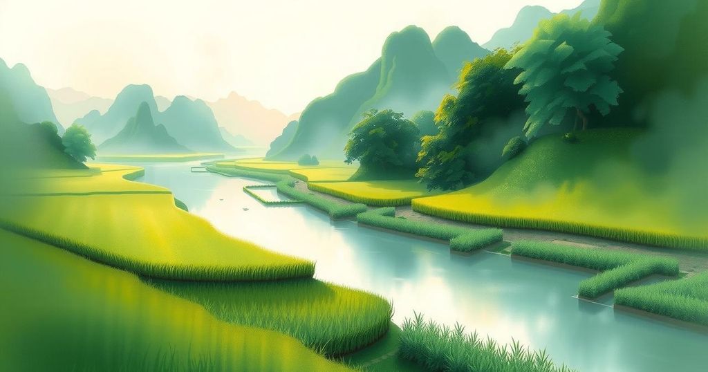 Documentary filmmaker at a camera capturing vibrant landscapes in Vietnam, symbolizing advocacy and healing journey.