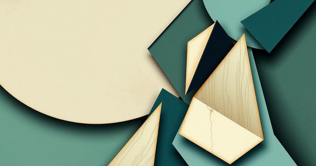 Abstract representation of market dynamics influenced by political cycles, featuring muted colors and geometric shapes.