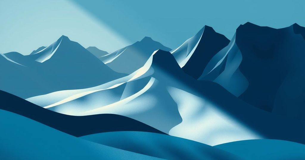 An abstract representation of a political landscape with contrasting shadows and light, symbolizing opposition dynamics.