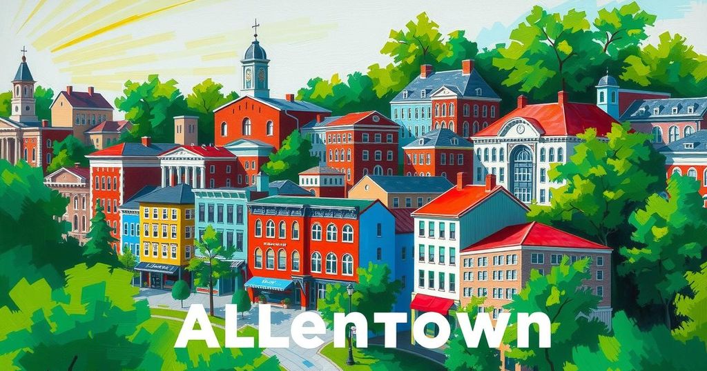 Allentown cityscape with vibrant colors symbolizing civic engagement and local governance.