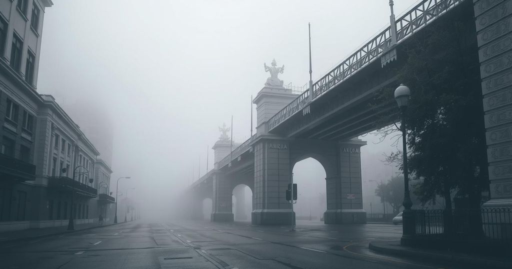 Foggy streets of Buenos Aires create an ethereal urban landscape shrouded in mist.